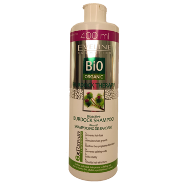 شامپو بیوارگانیک مدل بیدمشک تراپی Eveline Bio Organic Burdock Therapy برای جلوگیری از ریزش مو 400 میلی لیتر