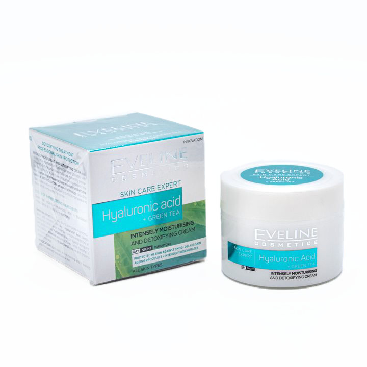 کرم هیالورونیک اسید و چای سبز اولاین eveline hyaluronic acid &amp; green tea